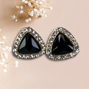 Elegant Black and Gold Triangle Earrings